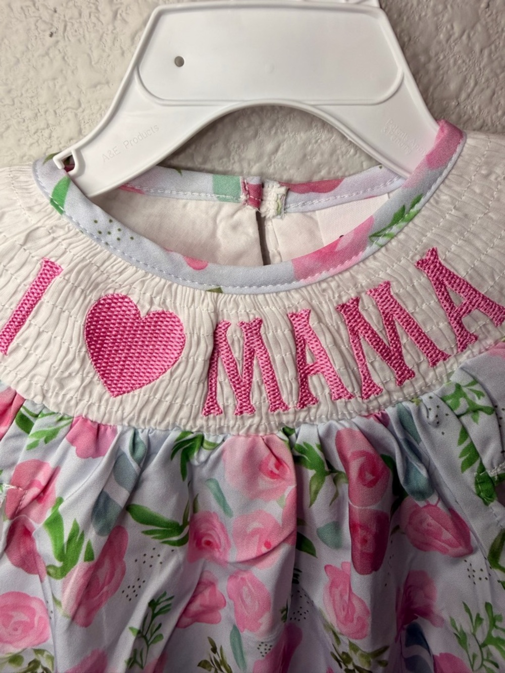 I ♥ MAMA Floral Baby Dress in Pink and White